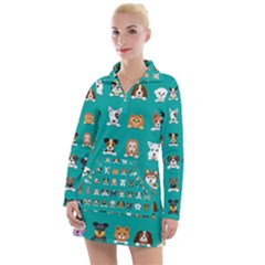 Different-type-vector-cartoon-dog-faces Women s Long Sleeve Casual Dress by Salman4z