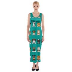 Different-type-vector-cartoon-dog-faces Fitted Maxi Dress by Salman4z