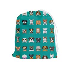 Different-type-vector-cartoon-dog-faces Drawstring Pouch (xl) by Salman4z