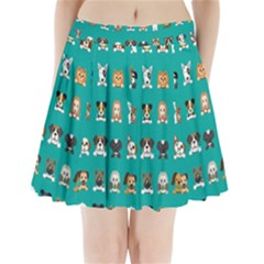 Different-type-vector-cartoon-dog-faces Pleated Mini Skirt by Salman4z