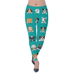 Different-type-vector-cartoon-dog-faces Velvet Leggings by Salman4z