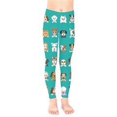 Different-type-vector-cartoon-dog-faces Kids  Leggings by Salman4z