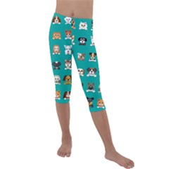 Different-type-vector-cartoon-dog-faces Kids  Lightweight Velour Capri Leggings  by Salman4z