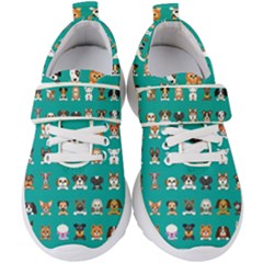 Different-type-vector-cartoon-dog-faces Kids  Velcro Strap Shoes by Salman4z