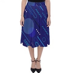 Classic-blue-background-abstract-style Classic Midi Skirt by Salman4z