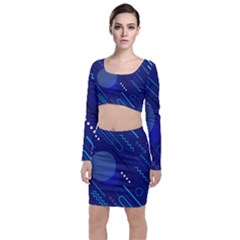 Classic-blue-background-abstract-style Top And Skirt Sets by Salman4z