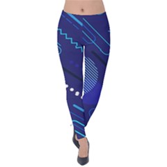 Classic-blue-background-abstract-style Velvet Leggings by Salman4z