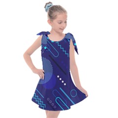 Classic-blue-background-abstract-style Kids  Tie Up Tunic Dress by Salman4z