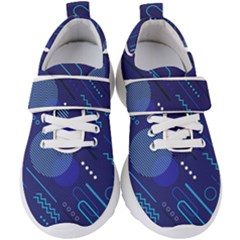 Classic-blue-background-abstract-style Kids  Velcro Strap Shoes by Salman4z