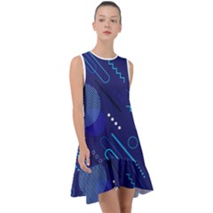 Classic-blue-background-abstract-style Frill Swing Dress by Salman4z