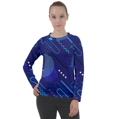 Classic-blue-background-abstract-style Women s Long Sleeve Raglan Tee by Salman4z