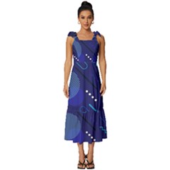 Classic-blue-background-abstract-style Tie-strap Tiered Midi Chiffon Dress by Salman4z