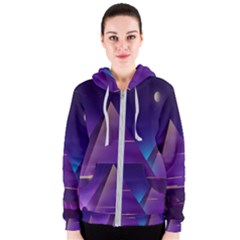 Egyptian-pyramids-night-landscape-cartoon Women s Zipper Hoodie by Salman4z