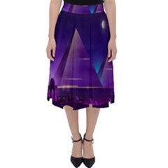 Egyptian-pyramids-night-landscape-cartoon Classic Midi Skirt by Salman4z