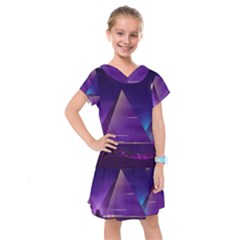 Egyptian-pyramids-night-landscape-cartoon Kids  Drop Waist Dress by Salman4z