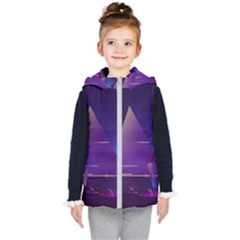 Egyptian-pyramids-night-landscape-cartoon Kids  Hooded Puffer Vest by Salman4z