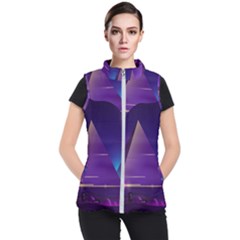 Egyptian-pyramids-night-landscape-cartoon Women s Puffer Vest by Salman4z