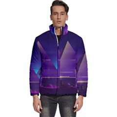 Egyptian-pyramids-night-landscape-cartoon Men s Puffer Bubble Jacket Coat by Salman4z