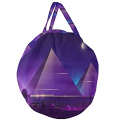 Egyptian-pyramids-night-landscape-cartoon Giant Round Zipper Tote by Salman4z