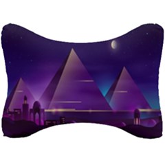 Egyptian-pyramids-night-landscape-cartoon Seat Head Rest Cushion by Salman4z