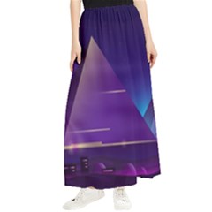 Egyptian-pyramids-night-landscape-cartoon Maxi Chiffon Skirt by Salman4z