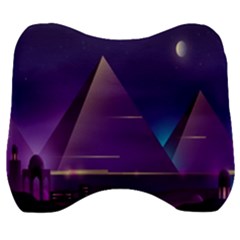 Egyptian-pyramids-night-landscape-cartoon Velour Head Support Cushion by Salman4z