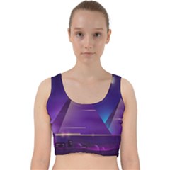 Egyptian-pyramids-night-landscape-cartoon Velvet Racer Back Crop Top by Salman4z