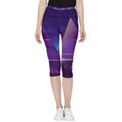 Egyptian-pyramids-night-landscape-cartoon Inside Out Lightweight Velour Capri Leggings  by Salman4z