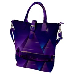 Egyptian-pyramids-night-landscape-cartoon Buckle Top Tote Bag by Salman4z