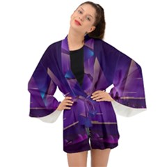 Egyptian-pyramids-night-landscape-cartoon Long Sleeve Kimono by Salman4z