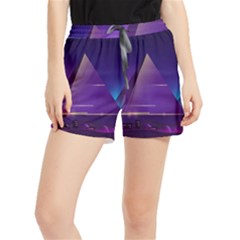 Egyptian-pyramids-night-landscape-cartoon Women s Runner Shorts by Salman4z