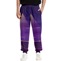 Egyptian-pyramids-night-landscape-cartoon Men s Elastic Waist Pants by Salman4z