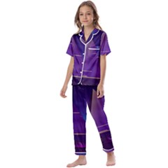 Egyptian-pyramids-night-landscape-cartoon Kids  Satin Short Sleeve Pajamas Set by Salman4z