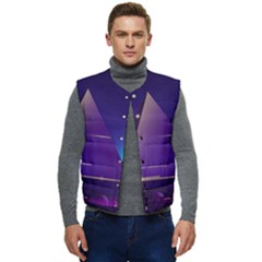 Egyptian-pyramids-night-landscape-cartoon Men s Short Button Up Puffer Vest	 by Salman4z