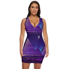 Egyptian-pyramids-night-landscape-cartoon Draped Bodycon Dress by Salman4z