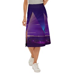 Egyptian-pyramids-night-landscape-cartoon Midi Panel Skirt by Salman4z