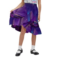 Egyptian-pyramids-night-landscape-cartoon Kids  Ruffle Flared Wrap Midi Skirt by Salman4z