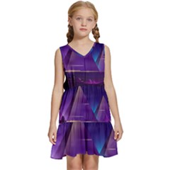 Egyptian-pyramids-night-landscape-cartoon Kids  Sleeveless Tiered Mini Dress by Salman4z