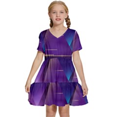 Egyptian-pyramids-night-landscape-cartoon Kids  Short Sleeve Tiered Mini Dress by Salman4z