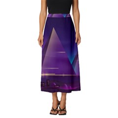 Egyptian-pyramids-night-landscape-cartoon Classic Midi Chiffon Skirt by Salman4z