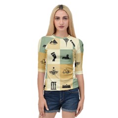 Egyptian-flat-style-icons Quarter Sleeve Raglan Tee