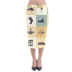 Egyptian-flat-style-icons Velvet Midi Pencil Skirt by Salman4z