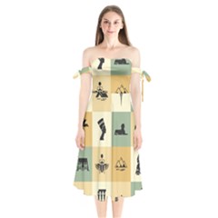 Egyptian-flat-style-icons Shoulder Tie Bardot Midi Dress by Salman4z