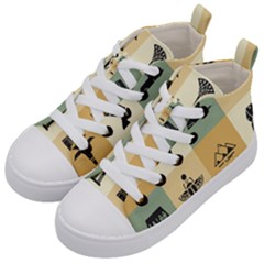 Egyptian-flat-style-icons Kids  Mid-top Canvas Sneakers by Salman4z