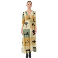 Egyptian-flat-style-icons Button Up Boho Maxi Dress by Salman4z