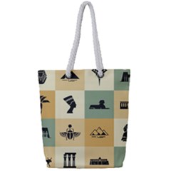 Egyptian-flat-style-icons Full Print Rope Handle Tote (small) by Salman4z