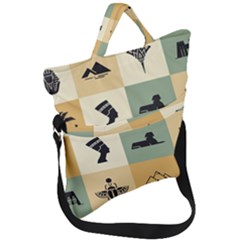 Egyptian-flat-style-icons Fold Over Handle Tote Bag by Salman4z