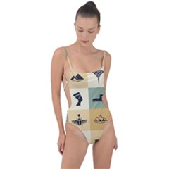 Egyptian-flat-style-icons Tie Strap One Piece Swimsuit by Salman4z