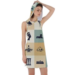 Egyptian-flat-style-icons Racer Back Hoodie Dress by Salman4z