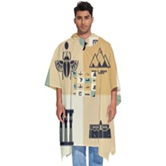 Egyptian-flat-style-icons Men s Hooded Rain Ponchos by Salman4z